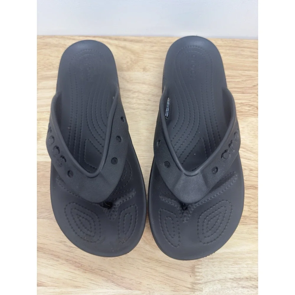 Crocs Baya II Flip 10‎ Men's Flip Flop Sandals Black Slip-On Shoes #46